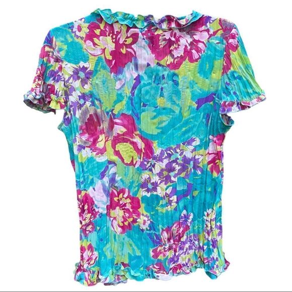 Nu Options Crinkle Blouse Embellished Front Boho Hippie Size M - Picture 2 of 6